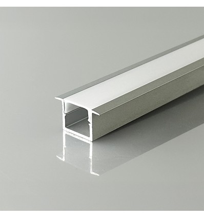 V-Tac 2m indbygningsprofil til LED strips - Sølv, inkl. cover, 2000x12x10mm