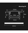 2m aluprofil monteringssæt - Indbygning - Sølv, 13,2x7mm, inkl. cover