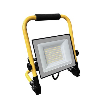 50W LED arbejdslampe med L-stativ - CREE chip, 3m ledning, IP65, 6500K, sort hus