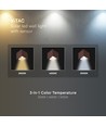 V-Tac 9W Solara væglampe med sensor, CCT - IP65, PIR sensor, Cortenfarvet hus, solcelle, 3 lyskulører