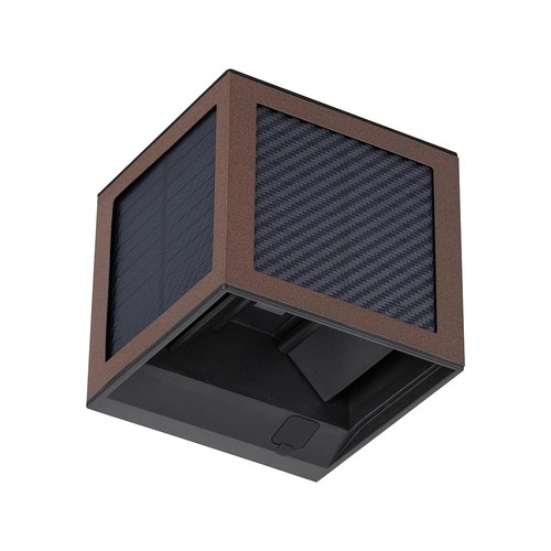 V-Tac 9W Solara væglampe med sensor, CCT - IP65, Cortenfarvet hus, solcelle, PIR sensor