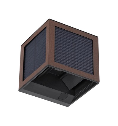 V-Tac 9W Solara væglampe med sensor, CCT - IP65, Cortenfarvet hus, solcelle, PIR sensor