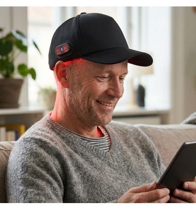 Lysterapi kasket, infrarød - Trådløs, USB-C opladning, Rødt og Nærinfrarødt lys