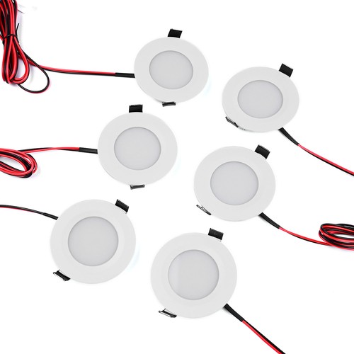 6 stk. downlight - 2,5W, rund, inkl. kopbor og quick connector