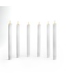 6-pak hvide LED stearinlys inkl. ladebase - Ø2cm, Højde: 25cm, kronelys, inkl. fjernb., timer