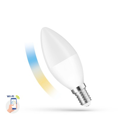Billede af LED 5W Smart Home LED pære - Tuya/Smart Life, virker med Google Home, Alexa og smartphones, C38, E14 - Dæmpbar : Dæmpbar, Kulør : CCT (Varm til Kold Hvid)