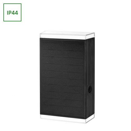 Lumina Dublo solcelle væglampe, 3000K - 1800mAh, 16x10cm, sort kant, inkl. lyskilde