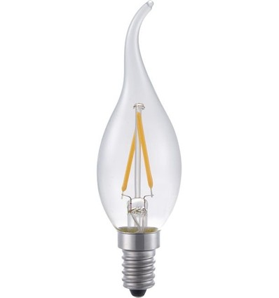 E14 1,5W dæmpbar LED kronepære med tip - C35, 140lm, 2500K, klart glas, filament