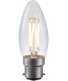 B22d 4W LED kronepære dæmpbar - C35, filament, klart glas, 2500K
