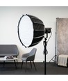 Softbox med raster, Ø65cm - Passer til 200W og 300W projektør til foto og video, Sort