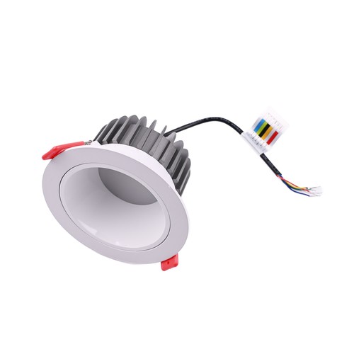 13W Ø11,4cm indbygningsspot RGB+CCT RA93 - 24V, Hul: Ø9,5 cm, Mål: Ø11,4 cm, Hvid kant
