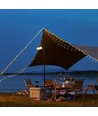 Campinglampe m. 10 meter lyskæde - genopladelig, IP64, hvid