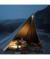 Campinglampe m. 10 meter lyskæde - genopladelig, IP64, hvid