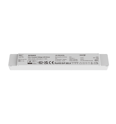 150W / 24V DC dæmpbar strømforsyning - 6.25A, IP20, DALI2 interface + push dim, flicker free