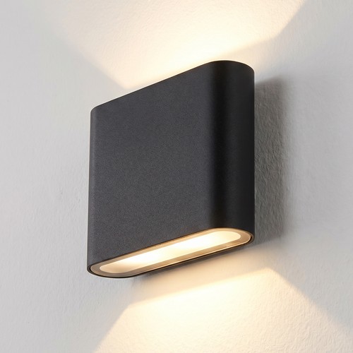8W DuoLume væglampe - Kvadrat, IP65, sort, op/ned, inde / ude, inkl. lyskilde