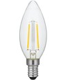 E14 2W dæmpbar LED kertepære - C35, filament, klar glas, 2500K