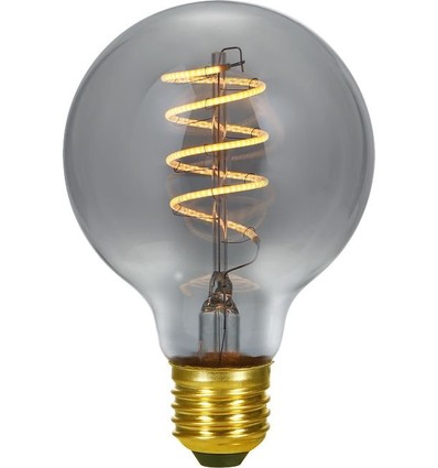 E27 4W dæmpbar LED filament pære - G80, Flex Globe, 2200K, røgfarvet glas