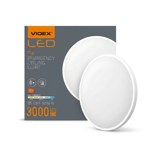 30W LED sensorlampe med nødlys – justerbar watt/CCT, IP44, indbygget batteri