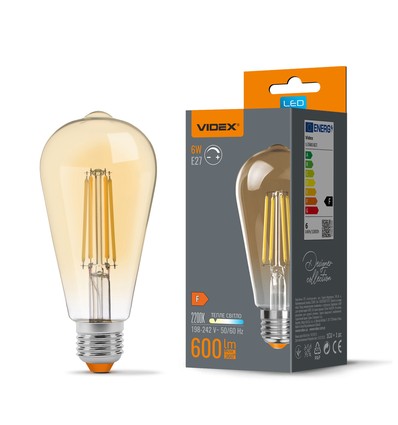 E27 6W dæmpbar LED filamentpære - ST64, ekstra varm hvid, bronze glas