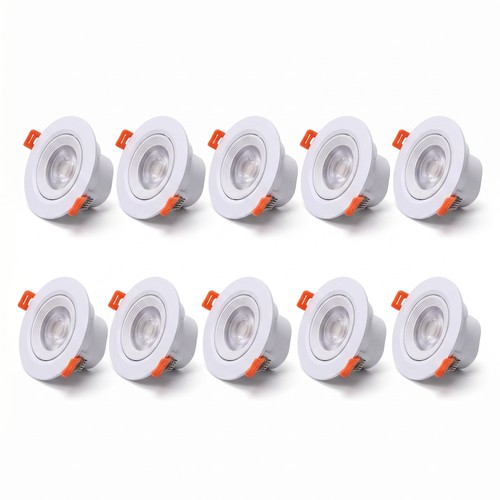 10 stk. 7W Ø8,8cm LED indbygningsspot - Hul: Ø6,8 cm, Mål: Ø8,8 cm, CCT - 3 lyskulører