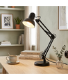 Klassisk Sort Arkitektlampe - Inkl. fod og bordklemme, E27 fatning, Uden lyskilde