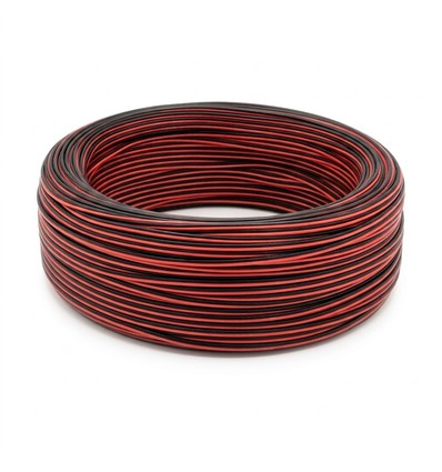 100m Kabel rød/sort - 2x0,35mm², 12-24V, til LED strip