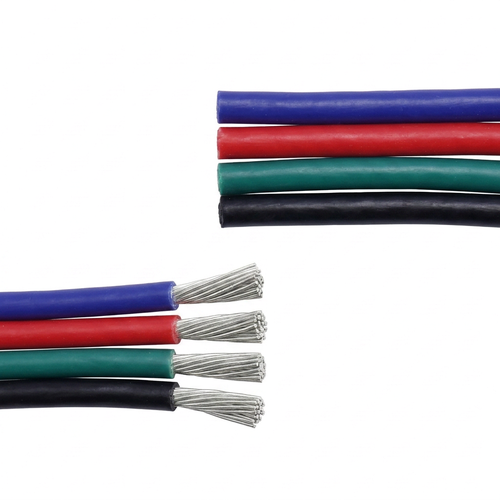 5m 1,2mm² RGB kabel - 4-ledet (16AWG), 12-24V til LED strip