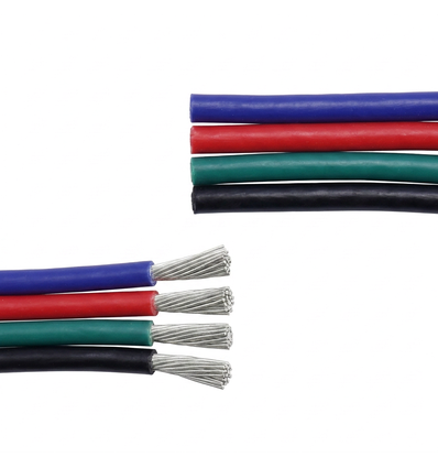 5m 1,2mm² RGB kabel - 4-ledet (16AWG), 12V-24V til LED strip
