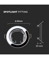 2 pak MR16/GU10 Downlight kit - Uden lyskilde, krom, Hul: Ø6,5 cm, Mål: Ø8 cm