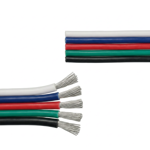 10m 1,2mm² RGBW kabel - 5-ledet (16AWG), 12V-24V til LED strip