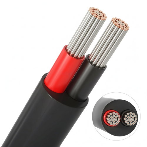 5m Kabel rød/sort, sort rund - 2x0,35mm², 12V-24V, til LED strip