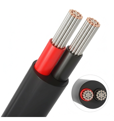5m Kabel rød/sort, sort rund - 2x0,35mm², 12V-24V, til LED strip
