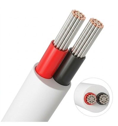 5m Kabel rød/sort, hvid rund - 2x0,35mm², 12V-24V, til LED strip