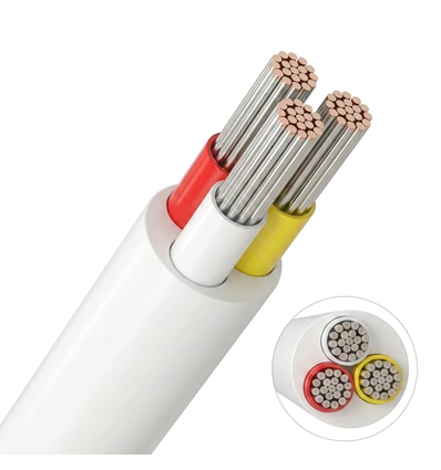 5m CCT Kabel, hvid rund - 3x0,35mm², 12V-24V, til LED strip