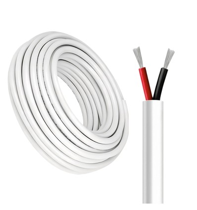100m Kabel rød/sort, hvid rund - 2x0,35mm², 12V-24V, til LED strip