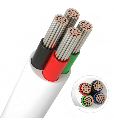 5m RGB kabel, hvid rund - 4x0,35mm², 12V-24V til LED strip