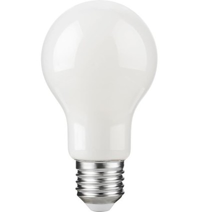 E27 4,9W dæmpbar LED pære - A60, filament, opal glas, 2700K, 600lm