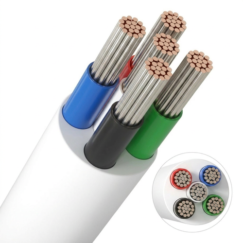 20m RGBW kabel, hvid rund - 5x0,35mm², 12V-24V til LED strip