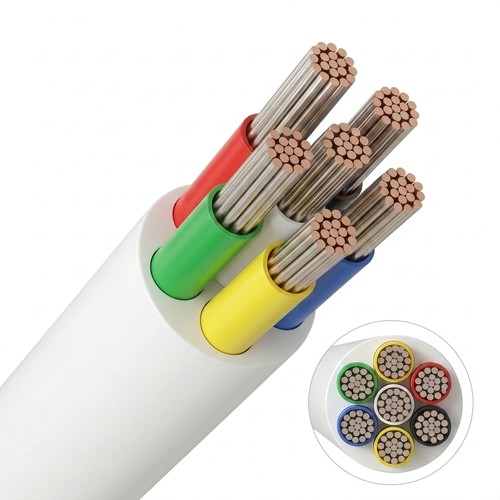 5m RGB+CCT kabel, hvid rund - 6x0,35mm², 12V-24V til LED strip