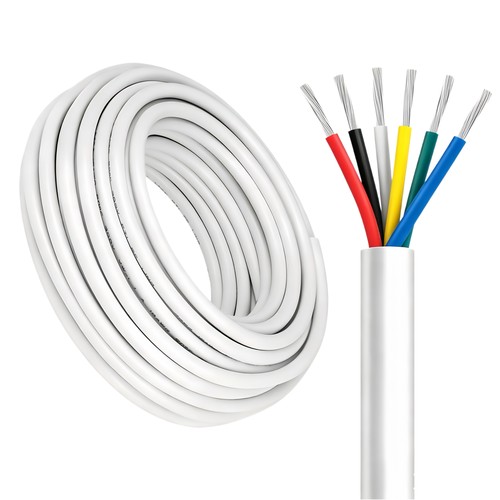 100m RGB+CCT kabel, hvid rund - 6x0,35mm², 12V-24V til LED strip