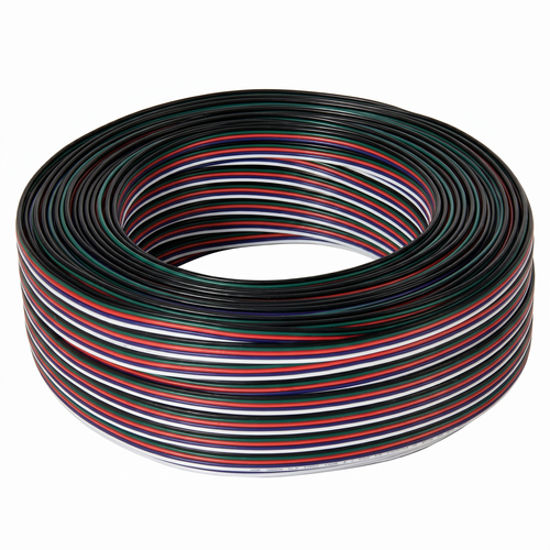 100m 1,2mm² RGBW kabel - 5-ledet (16AWG), 12V-24V til LED strip