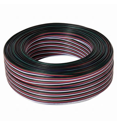 100m 1,2mm² RGBW kabel - 5-ledet (16AWG), 12V-24V til LED strip