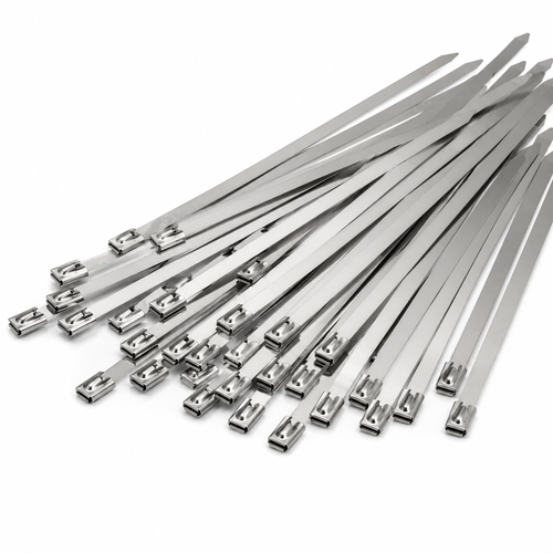 100x Rustfri Kabelbindere / Kabelstrips - 4,6 x 200 mm, Stål, 100 stk.