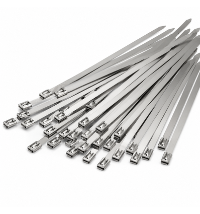 100x Rustfri Kabelbindere / Kabelstrips - 4,6 x 200 mm, Stål, 100 stk.