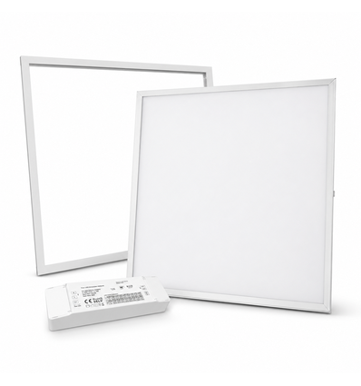 60x60 Troldtekt panel + ramme med fjedre - Højde:12,5mm, komplet sæt med dæmpbar driver, 36W