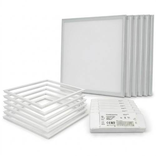 6 stk. Troldtekt panel + ramme - UGR19, 60x60, dæmpbar driver