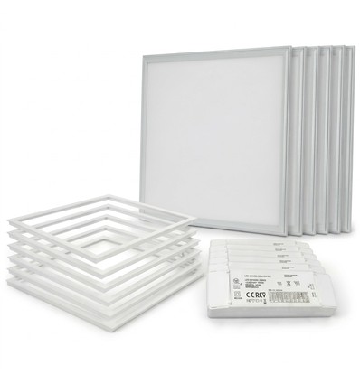 6 stk. Troldtekt panel + ramme - UGR19, 60x60, dæmpbar driver