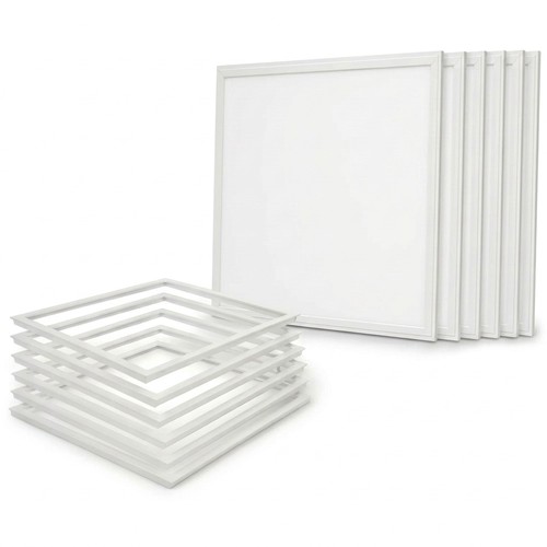 6x 60x60 Troldtekt panel + ramme med fjedre - Højde:9mm, Komplet sæt, 36W