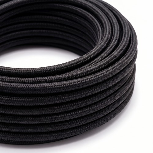 5m Stofledning 2x0.75 mm², tekstil - 230V, Sort