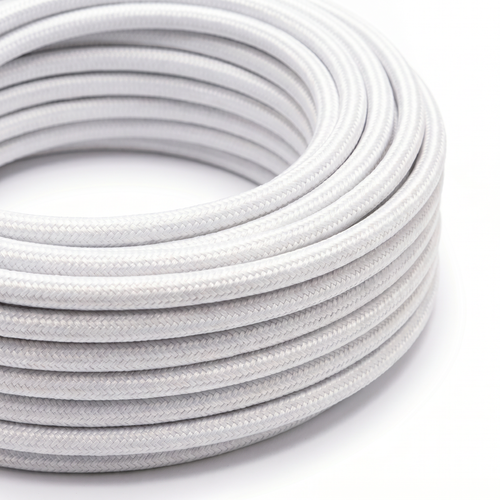 5m Stofledning 2x0.75 mm², tekstil - 230V, Hvid